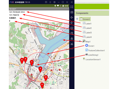 Read more about the article App Inventor學習記錄121-Map地圖中的 Circle元件，抓距離試作