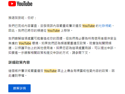 Read more about the article youtube頻道被停權，影片都拿不回來。備份真的太重要了。
